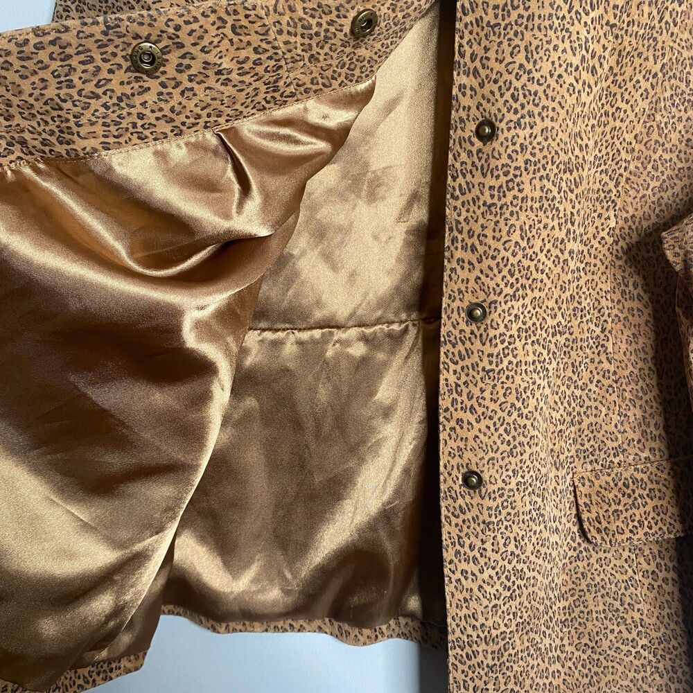 Live a Little LAL Leather Leopard Print Jacket Cuffed Sleeves Lined Womens 2X - Picture 6 of 12